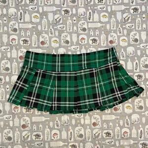 Green Plaid Mini Skirt